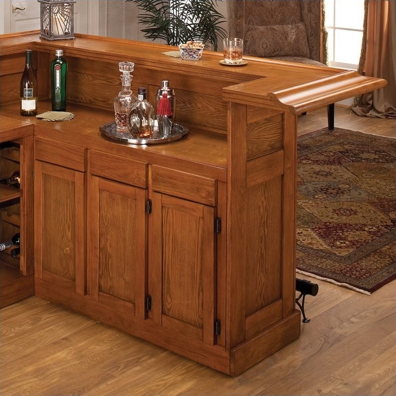 Hillsdale Classic Large Oak Wrap Around Home Bar 62576AXOAK