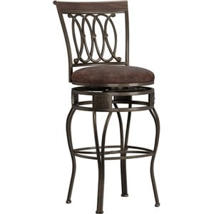 hillsdale montello metal swivel counter height stool in distressed brown