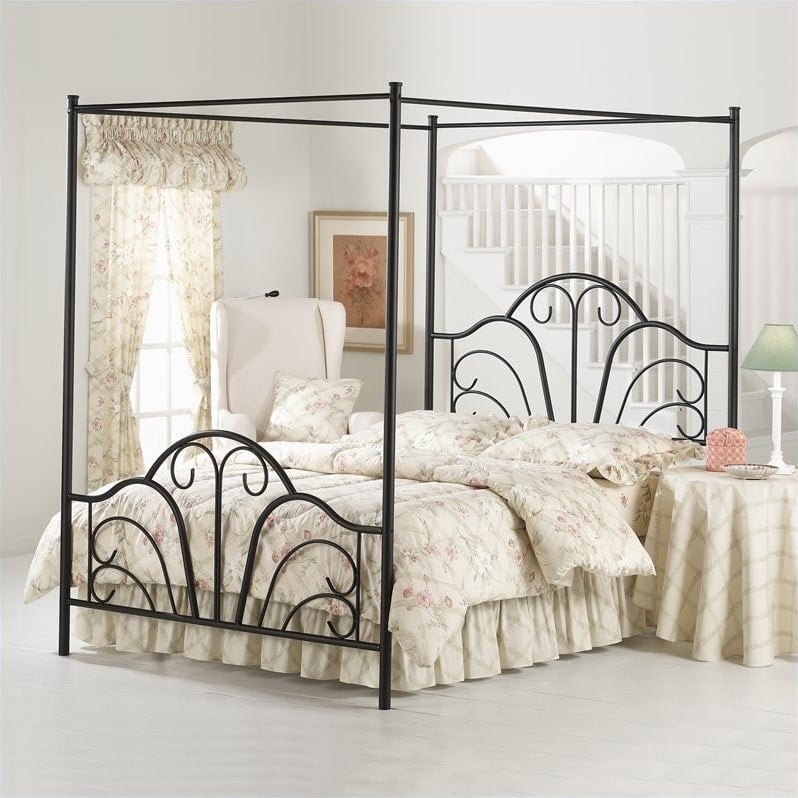 Dover Black Metal Canopy Bed - 348BXPR