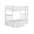 AFI Columbia Twin Over Twin Solid Wood Bunk Bed with 2 Storage Drawers in White