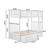 AFI Columbia Twin Over Twin Solid Wood Bunk Bed with 2 Storage Drawers in White