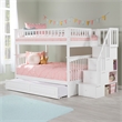 AFI Columbia Full Over Full Wood Staircase Trundle Bunk Bed in White
