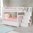 AFI Columbia Full Over Full Wood Staircase Trundle Bunk Bed in White