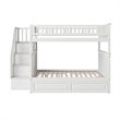 AFI Columbia Full Over Full Wood Staircase Trundle Bunk Bed in White