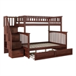 AFI Columbia Twin Over Full Wood Staircase Trundle Bunk Bed in Walnut