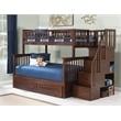 AFI Columbia Twin Over Full Wood Staircase Trundle Bunk Bed in Walnut