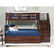 AFI Columbia Twin Over Full Wood Staircase Trundle Bunk Bed in Walnut