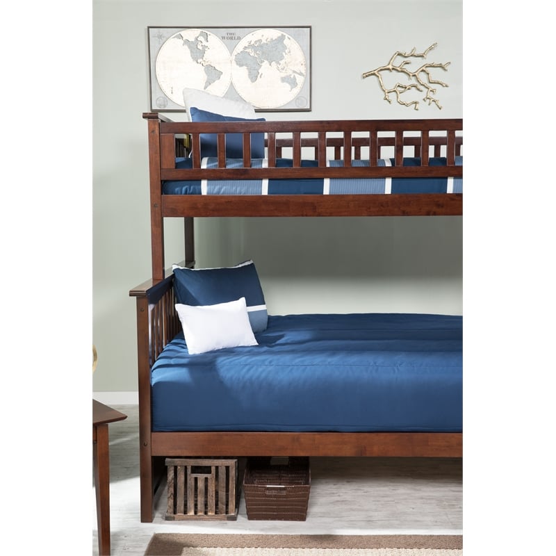 AFI Columbia Twin Over Full Wood Staircase Trundle Bunk Bed in Walnut