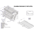 AFI Columbia Twin Over Full Wood Staircase Trundle Bunk Bed in Walnut