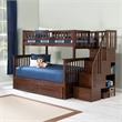AFI Columbia Twin Over Full Wood Staircase Bunk Bed with Trundle in Walnut