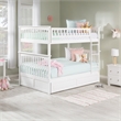 AFI Columbia Full Over Full Solid Wood Bunk Bed with Trundle in White