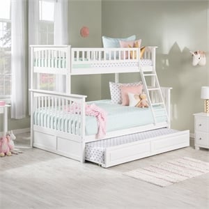 AFI Columbia Twin Over Full Trundle Wood Bunk Bed in White