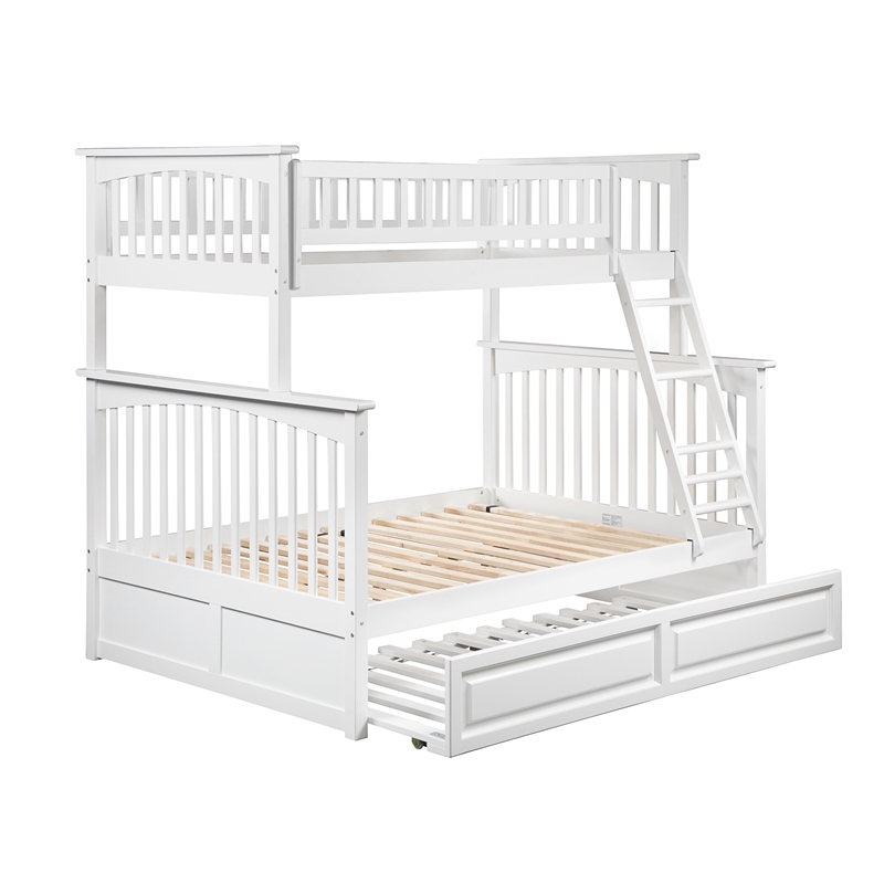 AFI Columbia Twin Over Full Trundle Wood Bunk Bed in White