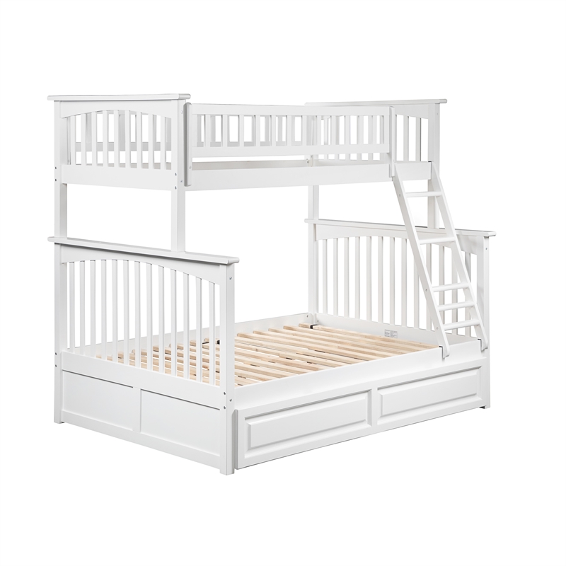 AFI Columbia Twin Over Full Trundle Wood Bunk Bed in White