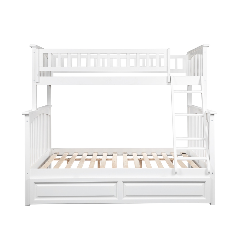 AFI Columbia Twin Over Full Trundle Wood Bunk Bed in White