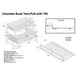 AFI Columbia Twin Over Full Trundle Wood Bunk Bed in White
