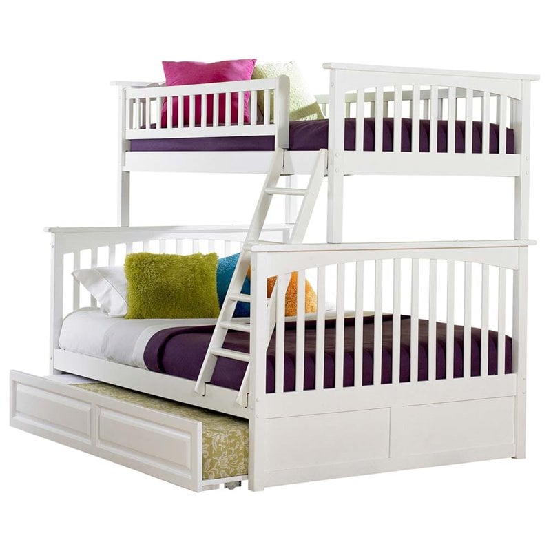 Atlantic Furniture Columbia Twin Over Full Trundle Bunk Bed in White