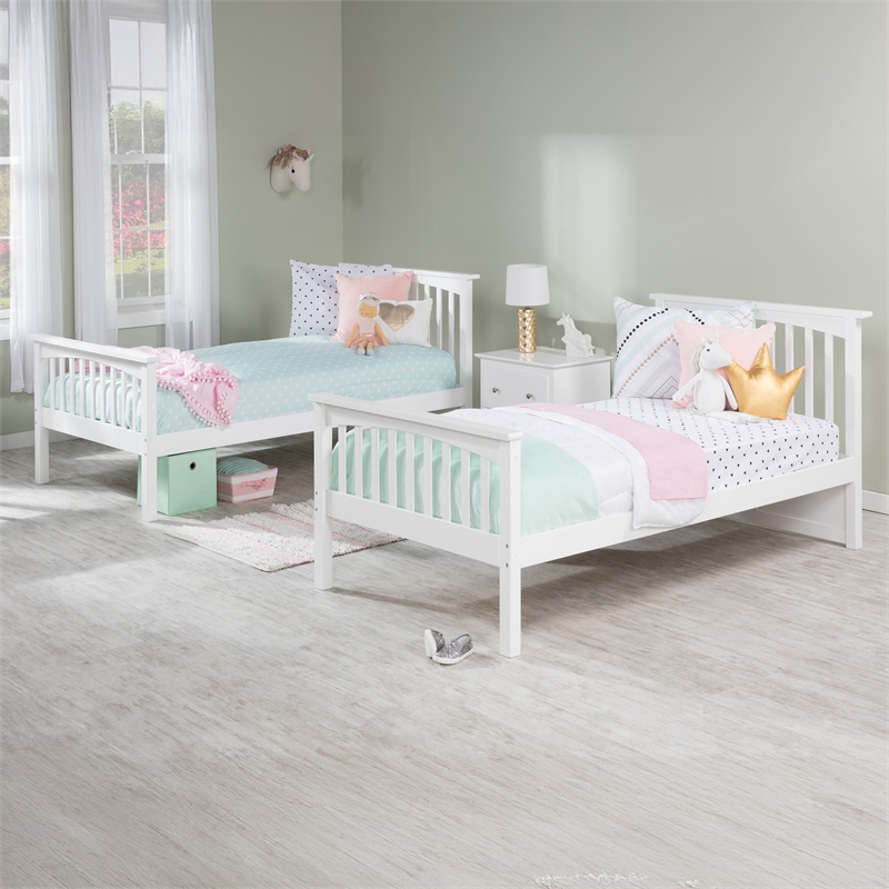 AFI Columbia Twin Over Twin Trundle Wood Bunk Bed in White