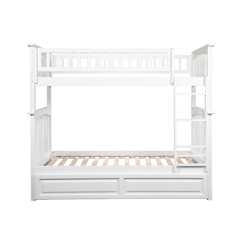 AFI Columbia Twin Over Twin Trundle Wood Bunk Bed in White