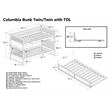 AFI Columbia Twin Over Twin Trundle Wood Bunk Bed in Walnut
