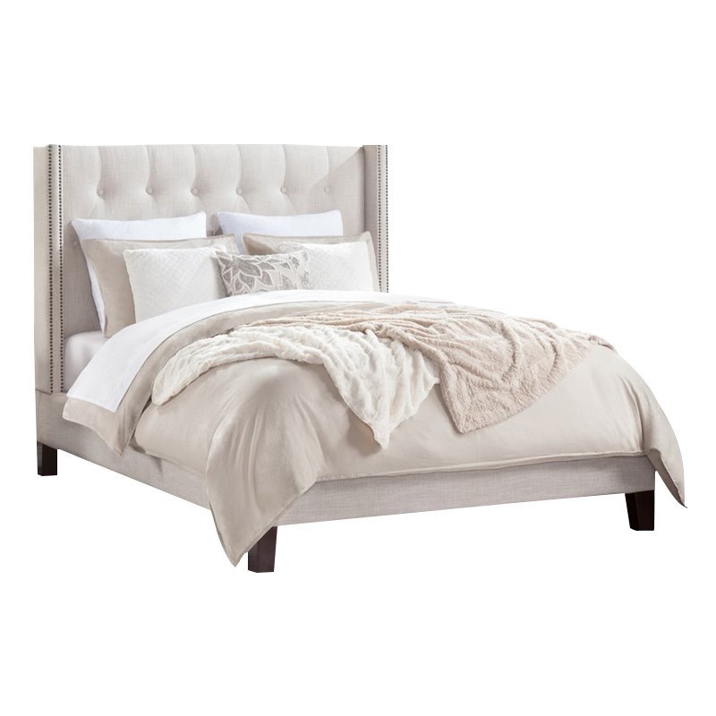 Atlantic Furniture Hadleigh Upholstered Queen Bed In Pebble Beach