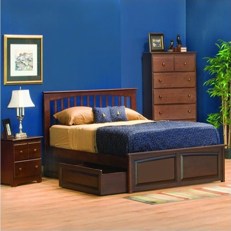 Atlantic Furniture Brooklyn Platform Bed in Antique Walnut AP90X4004