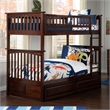 AFI Columbia Twin Over Twin Solid Wood Bunk Bed with 2 Storage Drawers in Walnut