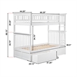 AFI Columbia Twin Over Twin Solid Wood Bunk Bed with 2 Storage Drawers in White
