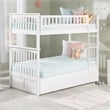AFI Columbia Twin over Twin Solid Wood Bunk Bed with Trundle in White