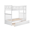 AFI Columbia Twin over Twin Solid Wood Bunk Bed with Trundle in White