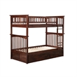 AFI Columbia Twin over Twin Solid Wood Bunk Bed with Trundle in Walnut