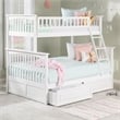 AFI Columbia Twin Over Full Solid Wood Bunk Bed with 2 Storage Drawers in White