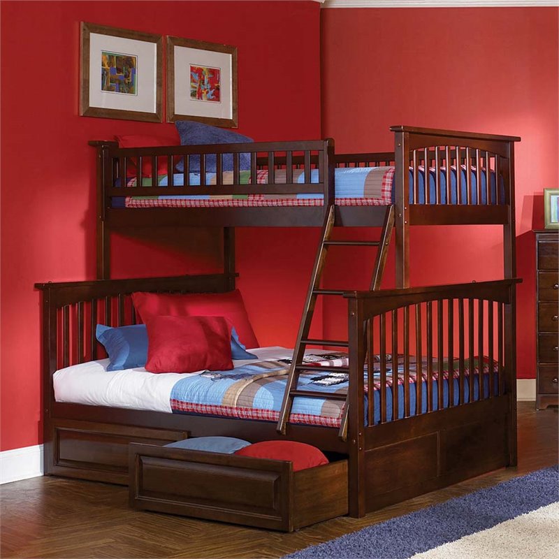 Atlantic Furniture Columbia Twin Over Full Storage Bunk Bed In Walnut 782219114234 Ebay