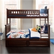 AFI Columbia Twin Over Full Solid Wood Bunk Bed with 2 Storage Drawers in Walnut