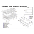 AFI Columbia Twin Over Full Solid Wood Bunk Bed with 2 Storage Drawers in Walnut