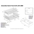 AFI Columbia Twin Over Full Solid Wood Bunk Bed with 2 Storage Drawers in White
