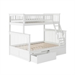 AFI Columbia Twin Over Full Solid Wood Bunk Bed with 2 Storage Drawers in White
