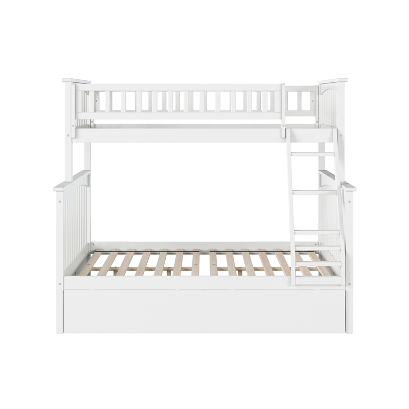 AFI Columbia Twin Over Full Solid Wood Bunk Bed with 2 Storage Drawers in White