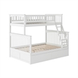 AFI Columbia Twin Over Full Solid Wood Bunk Bed with 2 Storage Drawers in White