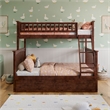 AFI Columbia Twin Over Full Solid Wood Bunk Bed with 2 Storage Drawers in Walnut