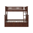 AFI Columbia Twin Over Full Solid Wood Bunk Bed with 2 Storage Drawers in Walnut
