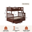 AFI Columbia Twin Over Full Solid Wood Bunk Bed with 2 Storage Drawers in Walnut