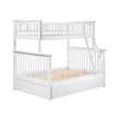 AFI Columbia Twin over Full Solid Wood Bunk Bed with Trundle in White