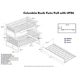 AFI Columbia Twin over Full Solid Wood Bunk Bed with Trundle in Walnut