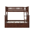 AFI Columbia Twin over Full Solid Wood Bunk Bed with Trundle in Walnut