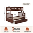 AFI Columbia Twin over Full Solid Wood Bunk Bed with Trundle in Walnut