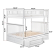 AFI Columbia Twin Over Full Solid Wood Bunk Bed with 2 Storage Drawers in White