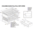 AFI Columbia Twin Over Full Solid Wood Bunk Bed with 2 Storage Drawers in White