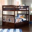 AFI Columbia Twin Over Full Solid Wood Bunk Bed with 2 Storage Drawers in Walnut