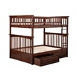 AFI Columbia Twin Over Full Solid Wood Bunk Bed with 2 Storage Drawers in Walnut